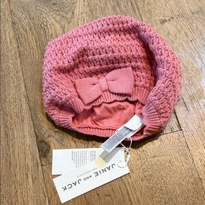 Janie and Jack Pink Knit Bow Hat
